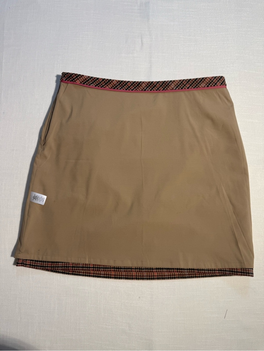 Talbots Plaid Wool Blend Skirt Size 16 Tan Pink Navy Academia Preppy Fall Staple - Picture 10 of 11